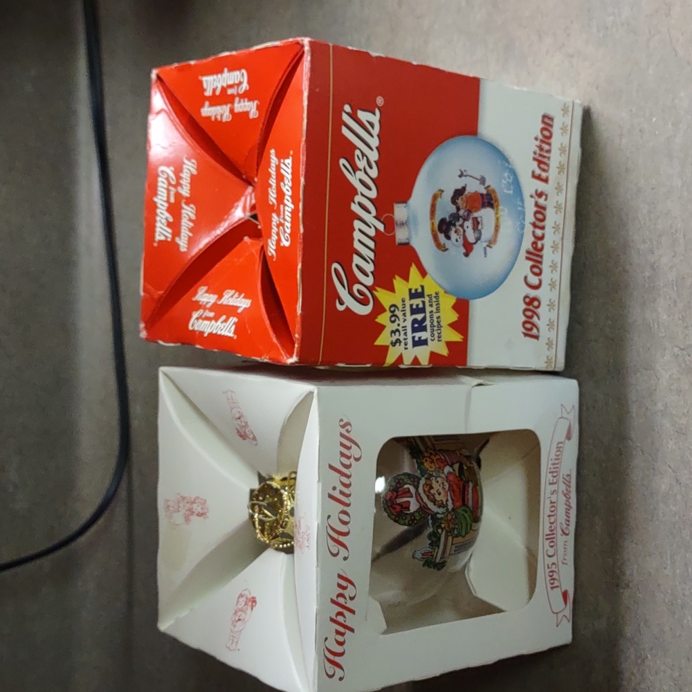 Vintage Campbell's Soup Ornaments 1991 & 1998